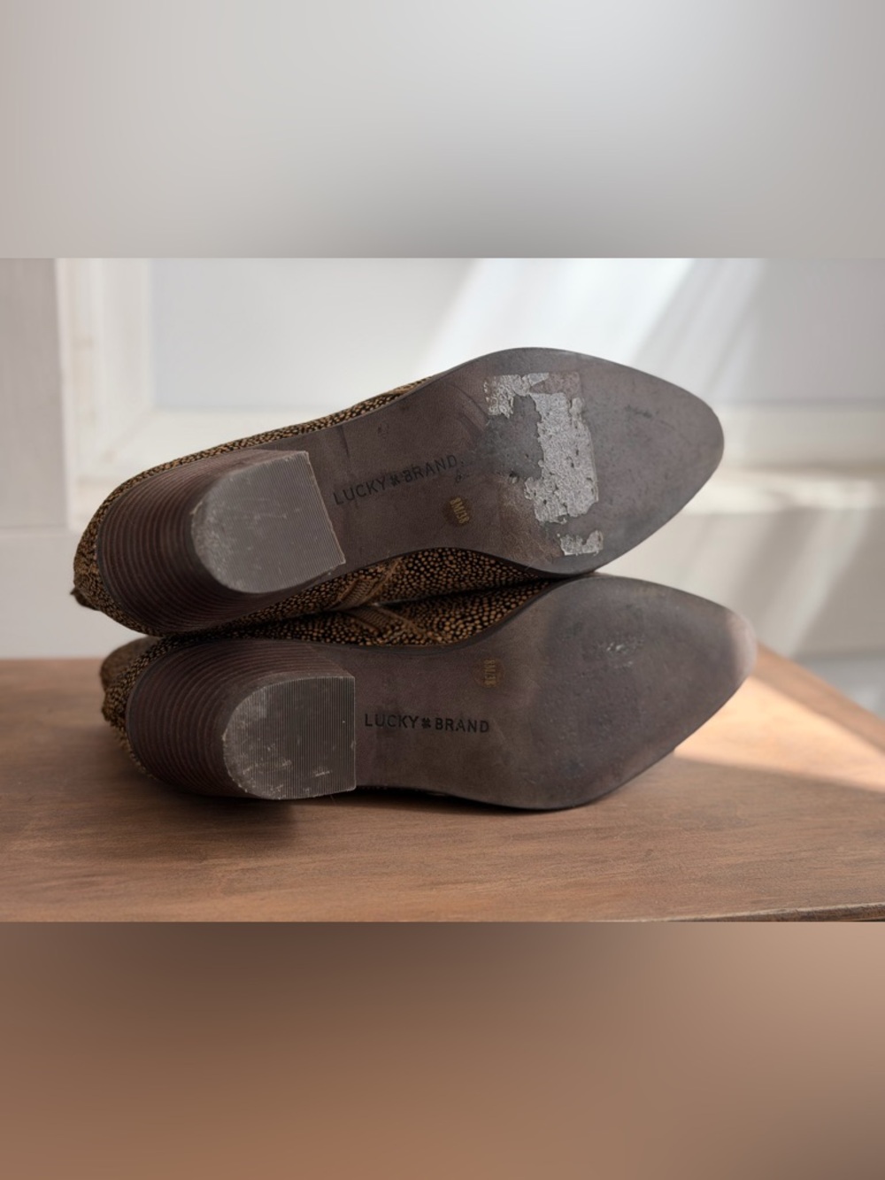 Lucky Brand Tan and Brown Speckled Ankle Booties - Picture 2 of 2